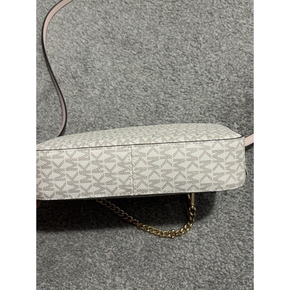 MICHAEL KORS JET SET LARGE ZIP CHAIN CROSSBODY BAG VANILLA SIGNATURE BLUSH PINK - Picture 7 of 9